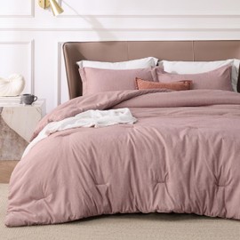 Bedsure Twin/Twin XL Comforter Set - Dusty Rose Soft Bedding for All Seasons, Cationic Dyed Bed Set, 2 Pieces, 1 Twin Size Comforter (68"x88") and 1 Pillow Sham (20"x26"+2")