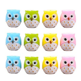 Mini Cute Lovely Owl Pencil Sharpener 12pcs 4 Colors Two-Hole Pencil Sharpener Plastic Manual Pencil Sharpener Portable for Kids Student School Classroom Stationery Green Pink Blue Yellow