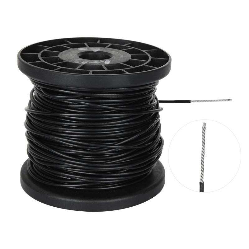 CertBuy 200Ft Vinyl Wire Rope 1/16 Inch Black Coated Covered
