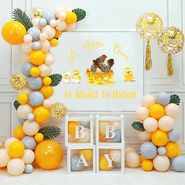 A Little Chick is About to Hatch Backdrop Sticker,Little Chick Baby Shower Birthday Sticker,Welcome Little Baby Decal Sign, Farm Chick Themed Birthday Gender Reveal Party Decor Supplies Gold