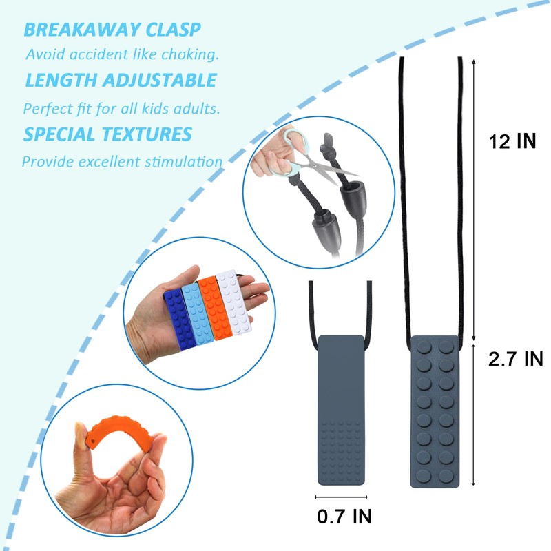 Chewing Necklace for Kids Sensory, Blocks Sensory Necklace for Chewing