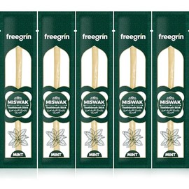 5 Piezas de Palos de Miswak Naturales, Cepillos de Dientes de Madera Orgánicos para Encías Saludables y Aliento Más Fresco, No se Necesita Pasta de Dientes, Sabor Menta