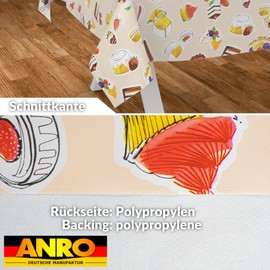 Oilcloth Tablecloth, Washable, Oilcloth, Garden Tablecloth, Outdoor, Indoor, 200 x 140 cm, Cut Edge, Dessert, Beige