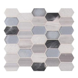 Harlow Picket Glass Metal Stone Mosaic Tile 12x12 Mesh-Mounted Sheet for Kitchen Backsplash, Shower Accent, Bathroom Wall, Fireplace Surround (1 Sheet)