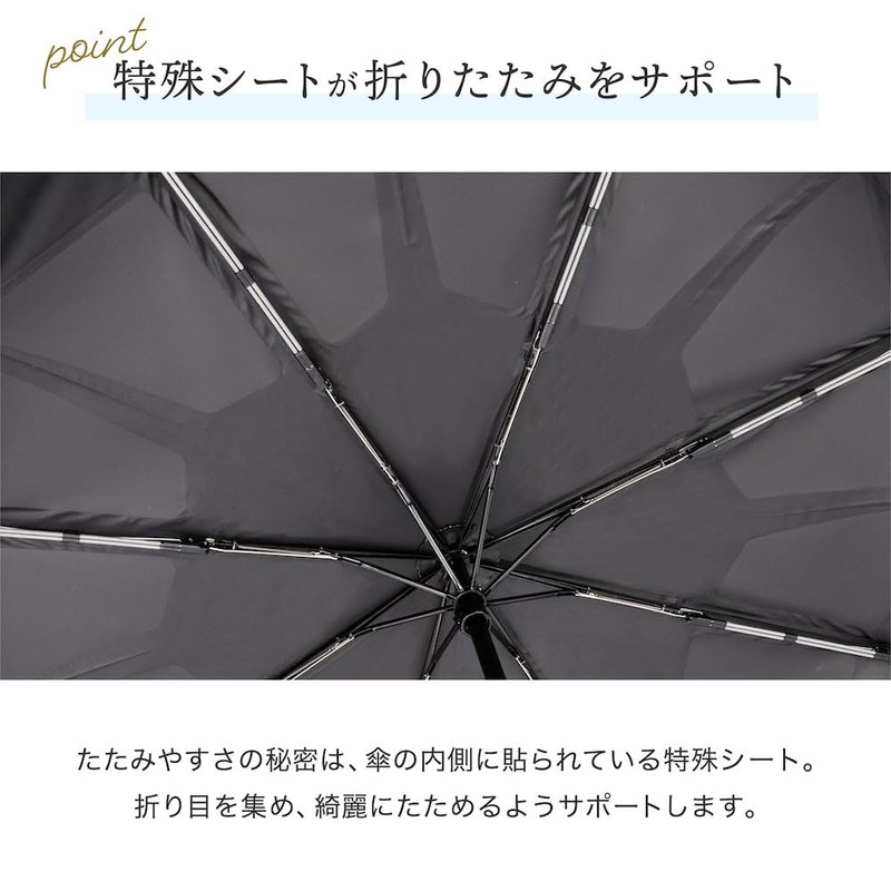 THANKO MNAL25CBK Folding Parasol, 3 Seconds, Easy to Fold, Rain