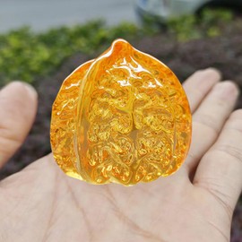 ZffXH Crystal Glass Artificial Walnut & Acorn Figurines, Hand-Carved Lifelike Nut Decor, Fall Harvest Table Centerpiece, Thanksgiving & Christmas Party Favors, Paperweight Gift