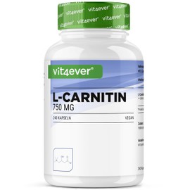 vit4ever L-Carnitine – 240 Capsules – High Dose with 3000 mg per Daily Serving – Premium: 100% L-Carnitine Tartrate – No Additives – Gluten Free & Lactose Free – Vegan