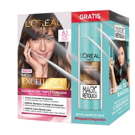 Tinte de Cabello Excellence Creme de L'Oréal Paris Tono 6.1 Rubio Oscuro Cenizo + 1 Magic Retouch Rubio Oscuro