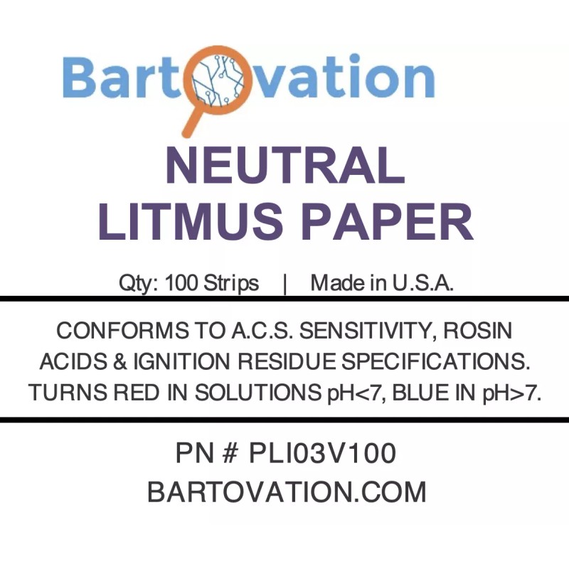Bartovation Neutral Litmus Paper [Vial of 100 Test Strips]
