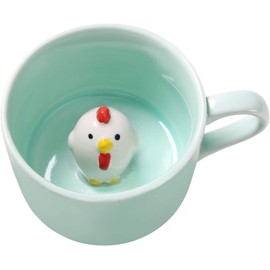 Jeuhoue Chick Ceramic Cup Hidden 3D Animal Inside Mug,8 oz, Lovely Mug for Christmas, Birthday, Valentine's Day Gifts, Surprise Gifts for Friends and Families (Chick 8oz)