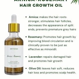 Organic Rosemary & Castor Hair Oil Nourishing Scalp Treatment for Thicker Fuller Looking Hair Strengthening Hair Care Formula for Dry Damaged Hair