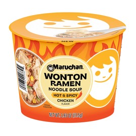 Maruchan Microwavable Wonton Bowl, Hot & Spicy Chicken, 3.93 Oz, 6 Count