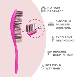 Ninabella Wave Detangling Hair Brush - Detangle Wave Brush for Women, Men and Children - Hair Straightening Brushes for Curly, Straight, and Wet Hair - Made from Ocean Plastic