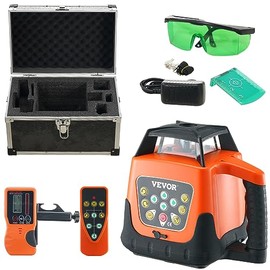VEVOR Nivel Láser de Línea Cruzada Verde Autonivelante de 360 Grados, 5 Velocidades de Rotación y 4 Ajustes de Ángulo de Escaneo, IP66 a Prueba de... 