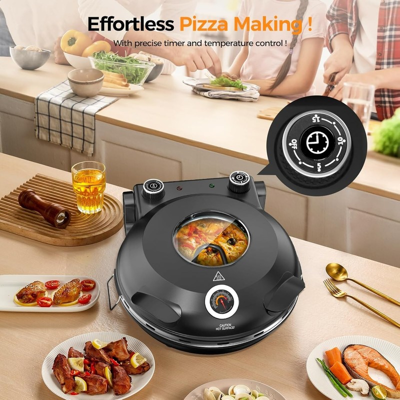 AMZMOON Pizza Oven Indoor Portable 12" Countertop Pizza Maker Machine