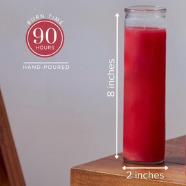 Simply Soson 2x8 inch 7 Day Red Pillar Candles in Glass, Set of 3, 90 Hour Burn time, Unscented Prayer Candles, Religious Candle, Candles for Memorials, Emergency Vigil Candle