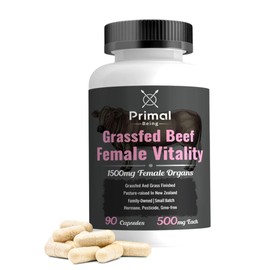 Primal Being Grassfed Beef Female Vitality Supplement- Supports Hormonal Health, Fertility, Inflammation, Energy - 90 Capsules, 1500mg per Serving
