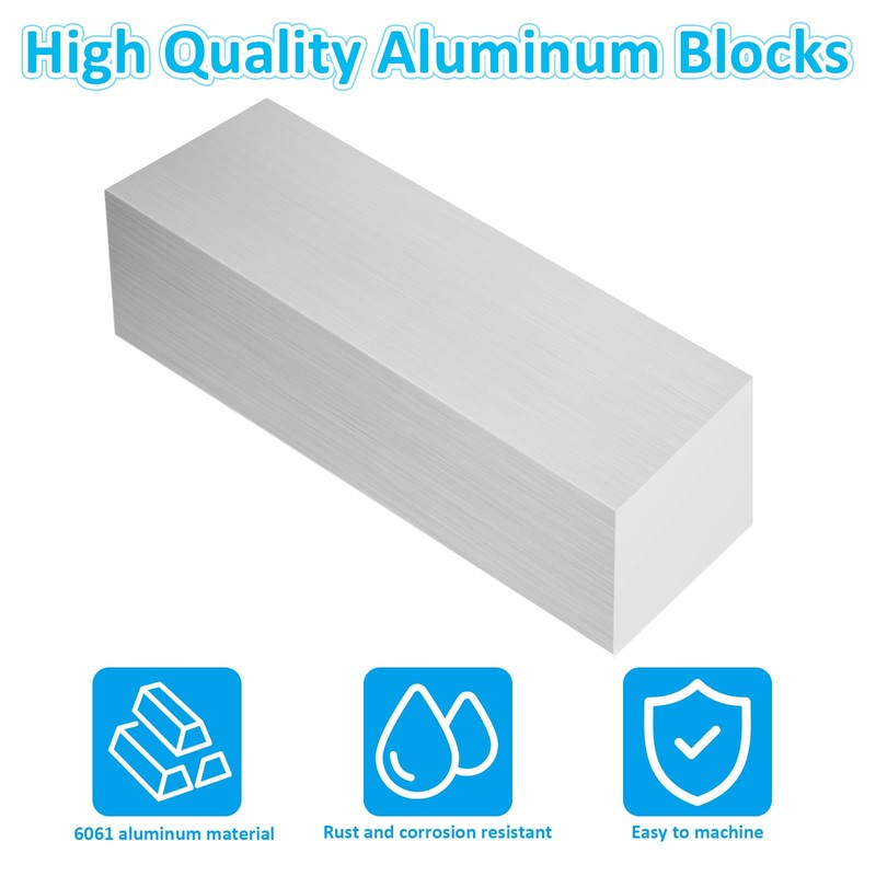 LOYORTY 2PCS 2x2x6 Inch Aluminum Solid Flat Bar, 6061 Square