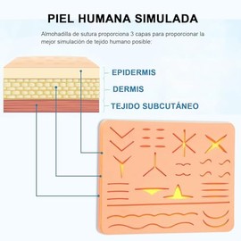 1 Pieza Pad de Sutura, Pad de Sutura Quirurgica Practica. Kit de Sutura para Estudiantes 3 Capas con 31 Heridas, No Incluye Hilo de Sutura Ni Agujas