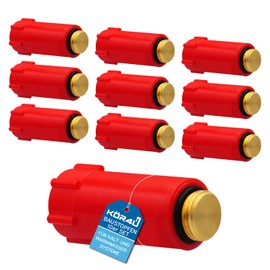 kör4u Set of 10 construction plugs, 1/2 inch, red, made of plastic with metal thread insert, test plugs, pressure plug
