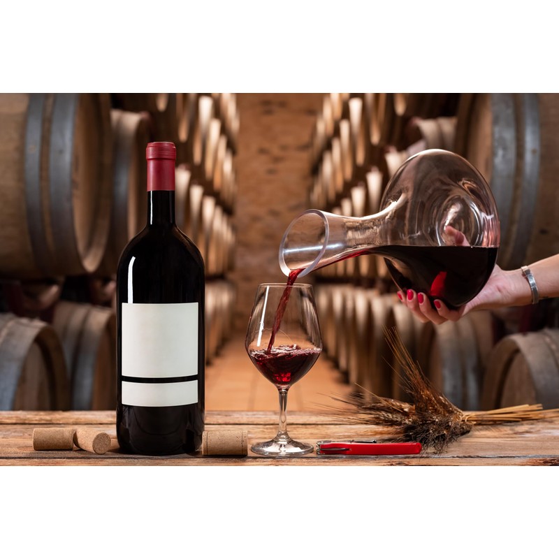 Elegant Hand-Blown Cabernet Wine Decanter/Carafe | 41 FL Oz (1212