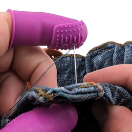 THIK-Grip Thimbles (3) + Standard Finger Protectors (6) | 9-Pack | Silicone Non-Stick Covers | for Hot Glue | Sewing | Adhesives | Crafts | Felt Needles | Women's Sizing