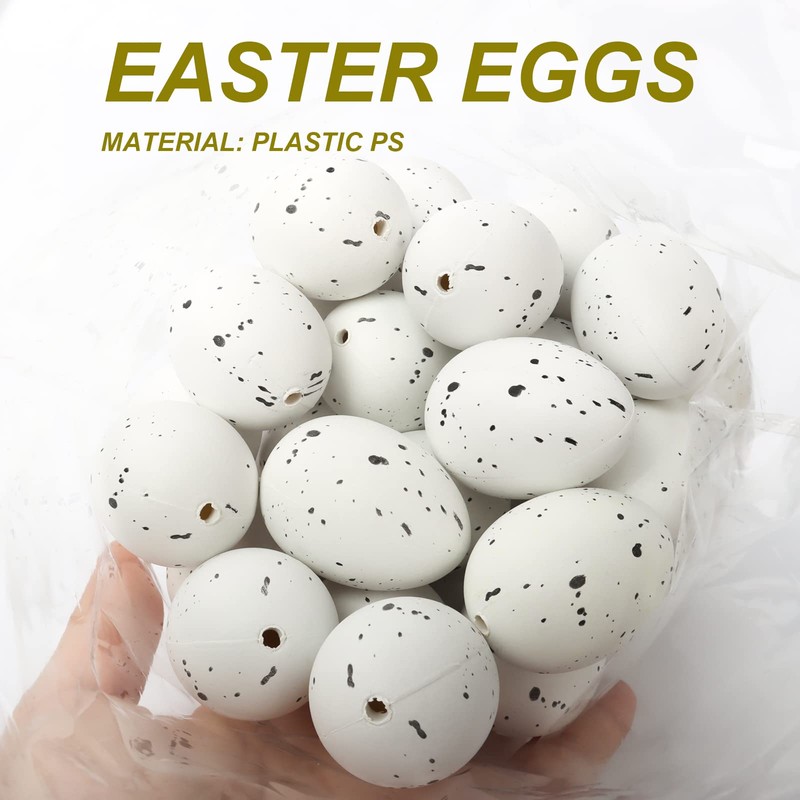 Yisscen 50 Decorative Easter Eggs Plastic White Easter Decoration Plastic