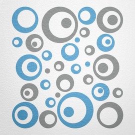 WANDfee® Wall Tattoo, Circles, Dots, 50 Stickers, Colour Choice For Children's Bedroom, Living Room, Hallway, Bathroom, Kitchen, Tile Stickers, grey