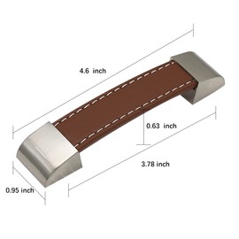 HOOUU 8 Pcs Leather Cabinet Drawer Pulls Knobs Handmade Leather Dresser Knobs Handle with Screws for Home Kitchen Bedroom (96mm, Brown), 96 mm (JH-00058Z2(8))