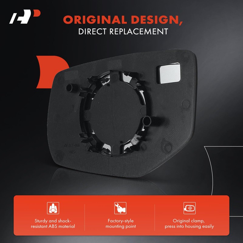 A-Premium Right Passenger Side Non-Heated Mirror Glass with Backing Plate