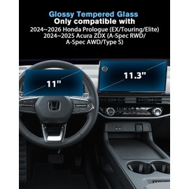 WEIPIN For 2024~2026 Honda Prologue & 2024~2025 Acura ZD X Screen Protector 11.3+11 Inch Glossy Tempered Glass Touchscreen *1 + Dashboard *1 9H Hardness Glass - No More Scratch&Fingerprint