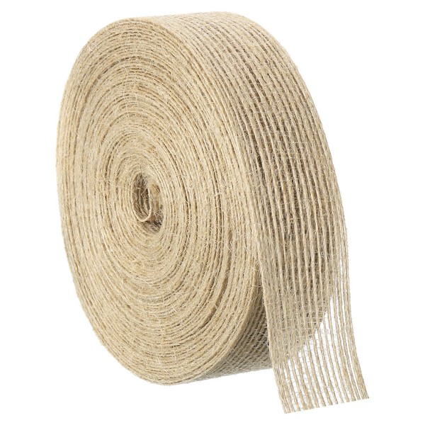 sourcing map 1 Roll Natural Burlap Fabric Ribbon 1 Inch