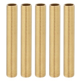 PATIKIL 1/8IP Standard Thread Brass Lamp Pipe Nipple, 5 Pcs 65mm/ 2.6" Length Hollow Tube Adapter Coupler Connector Pipe Fitting Hardware DIY Repair Part for Lamp Lights