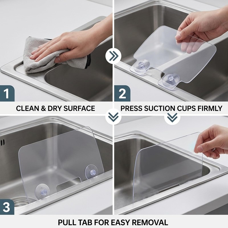 3 PCS Kitchen Sink Splash Guard, Splash Guard for Kitchen