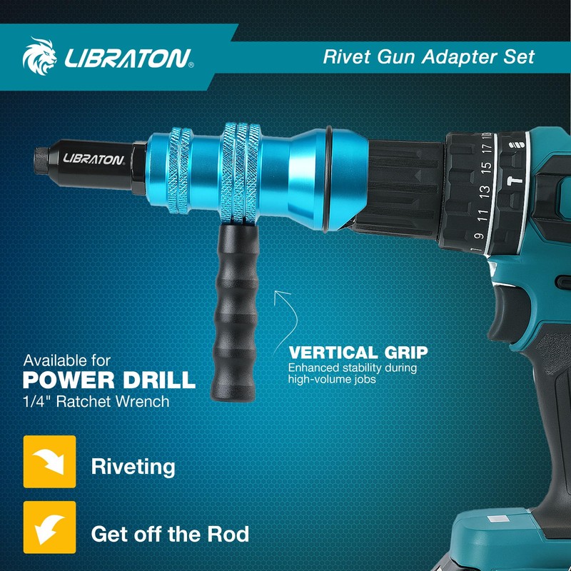 LIBRATON Rivet Gun Adapter, Rivet Gun Adapter for Electric Drill,