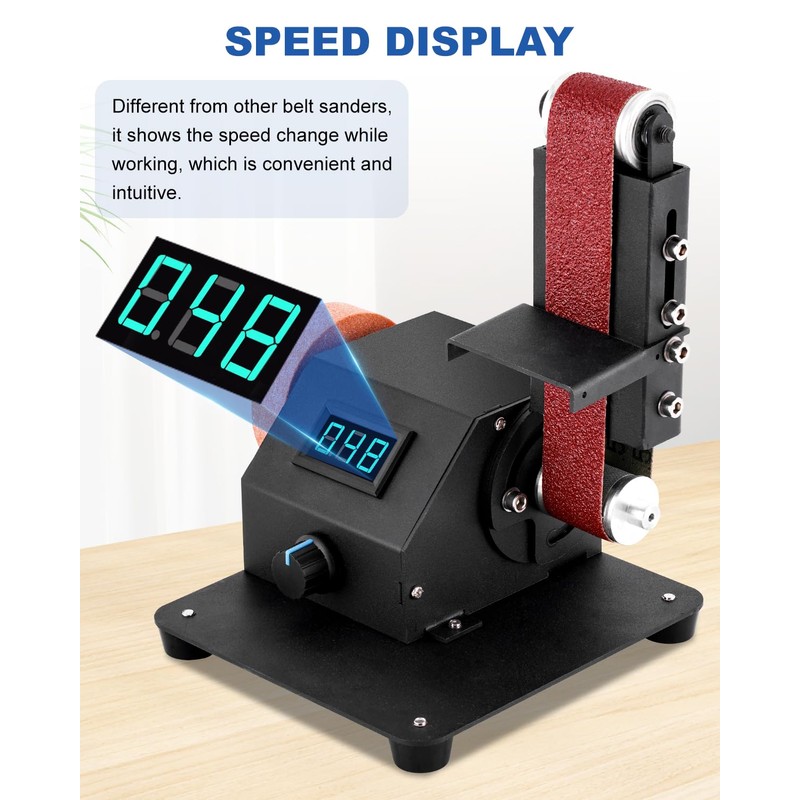 Mini Electric Belt Sander, Variable Speed Desktop Grinder for Knife