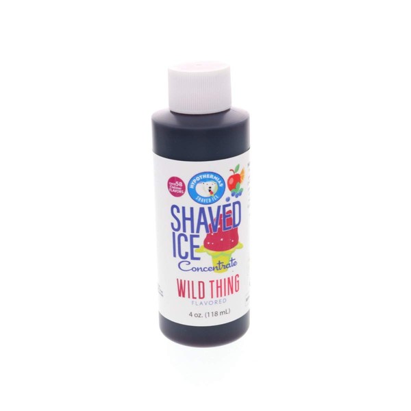 Wild Thing Shaved Ice and Snow Cone Flavor Concentrate 4 Fl Ounce Size (makes 1 gallon of syrup with sugar and water added)