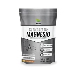 NATSA Citrato de Magnesio Polvo, 500gr, 166 Porciones                                                                                                 