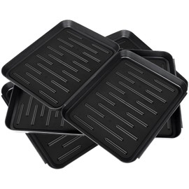 AKOLAFE 6 Pack Plastic Boot Tray Small 13.8"x10.8" Wet Shoe Tray for Mudroom Square Shoe Matt Tray for Entryway Indoor Dog Food Trays for Floors Waterproof Utility Tray for Entrance Mud Pet Water Bowl