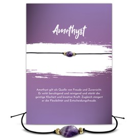 Glücksschmiedin - Gemstone Bracelet, Amethyst with Gold-Coloured Beads, Locally Handmade