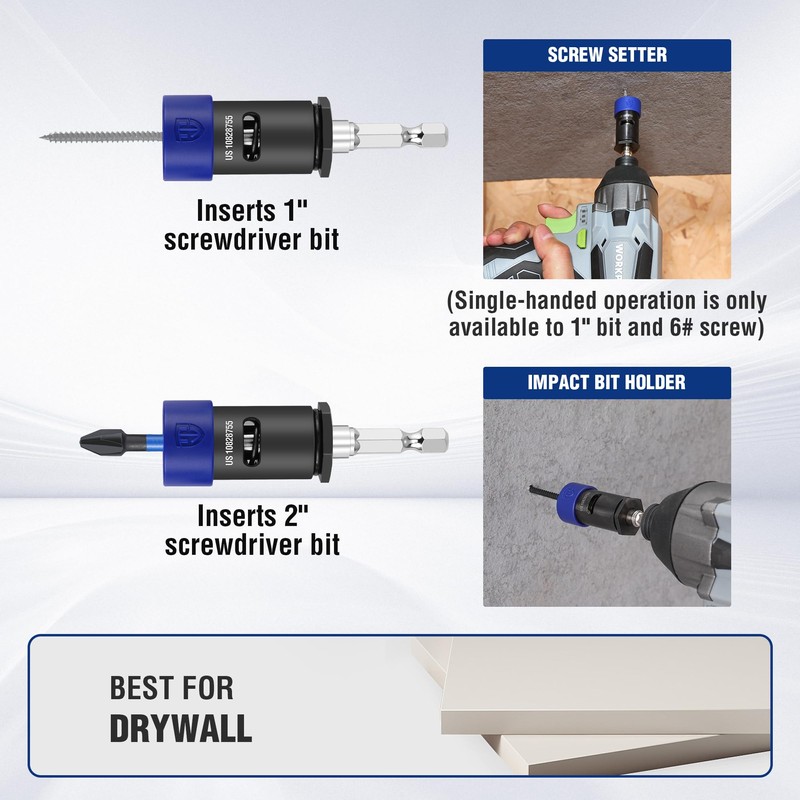WORKPRO Drywall Screw Setter/Extractor Impact Bit Holder, Fits Any Standard