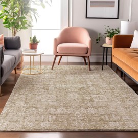 Addison Rugs Mayfield AMF637 Beige 5' x 7'6" Indoor Premium Machine Washable Rug, Silky Soft, Easy Clean, Non Shedding, Bedroom, Living Room, Dining Room, Kitchen, Patio Rug
