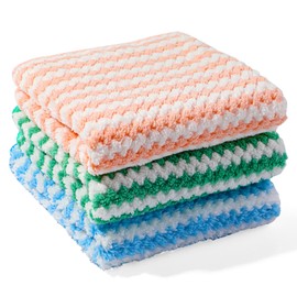 Large Shiny Wipes Cloths, 40 x 30 cm Strong Absorbent Microfibre Cloths, Machine Washable Cleaning Cloths, Soft Cloths, Universal Kitchen Cleaning Cloths for Dishwashes, Windows, Glassware (Pack of 3)