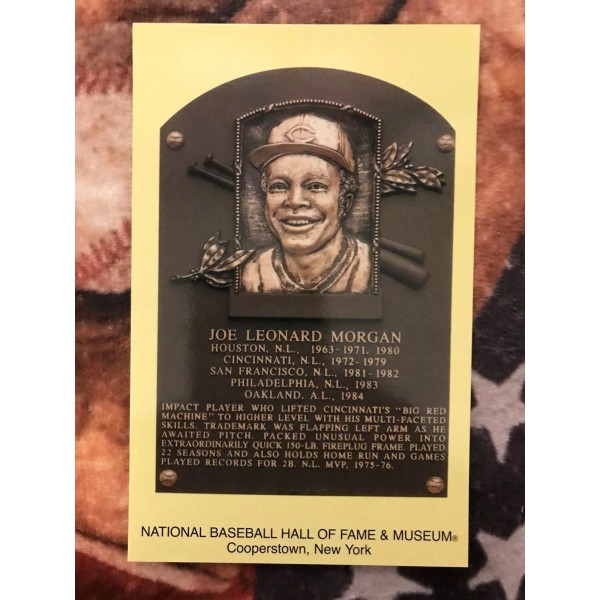 Joe Morgan Postcard- Baseball Hall of Fame Induction Plaque -