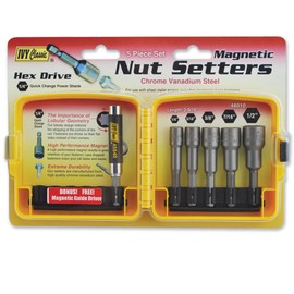 IVY Classic 46010 5-Piece x 2-9/16" Magnetic Nut Setter Set, Impact Plus - Bonus 3" Magnetic Guide Driver