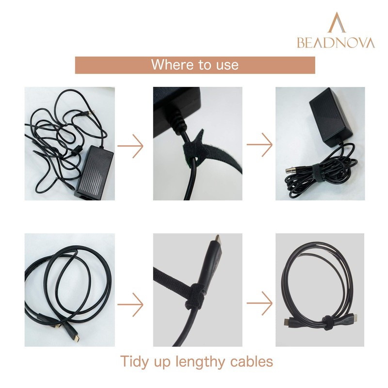 BEADNOVA Reusable Cable Straps Adjustable Cable Ties Cord Wire Organizer