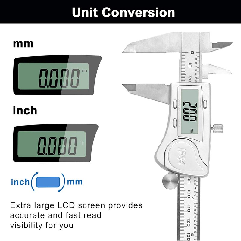 NORTOOLS Caliper Digital Caliper 150mm/6" Acero inoxidable IP54 Impermeable Micrómetro