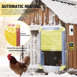 Aivituvin Automatic Chicken Coop Door Opener with Heating and Anti-Pinch Function Solar Powered Auto Chicken House Run Door（Grey）