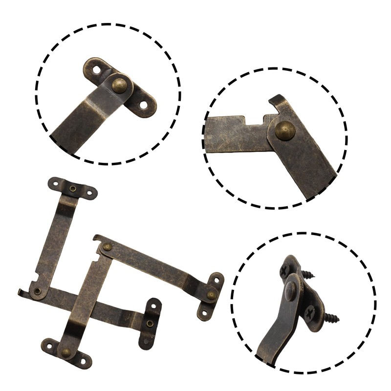 Adyoney 4 Pcs Medium Antique Brass Lid Folding Support Hinges