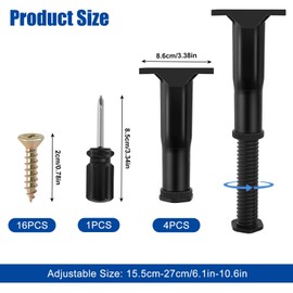 YGKYMVW Bed Frame Support Feet, Pack of 4 Adjustable Bed Feet, Heavy Duty Bed Centre Mat, 15-28 cm, Retractable Furniture Feet, Bed Leg, Replacement Feet for Cabinet, TV, Cabinet, Bed, Sofa, Bedside